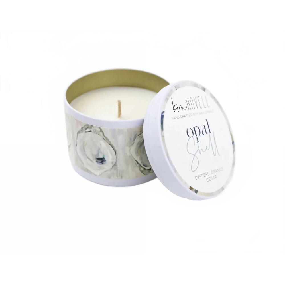 NEW ANNAPOLIS CANDLES opal shell 6 oz in painted tin can